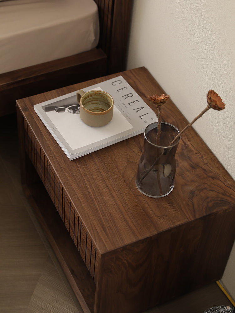 Mazonvintage-Whimsical Solid American Walnut Wood Nightstand