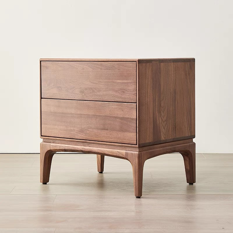 Mazonvintage-Charming Walnut Wood Nightstand with a Drawer