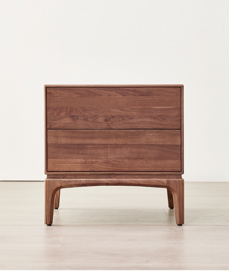 Mazonvintage-Charming Walnut Wood Nightstand with a Drawer