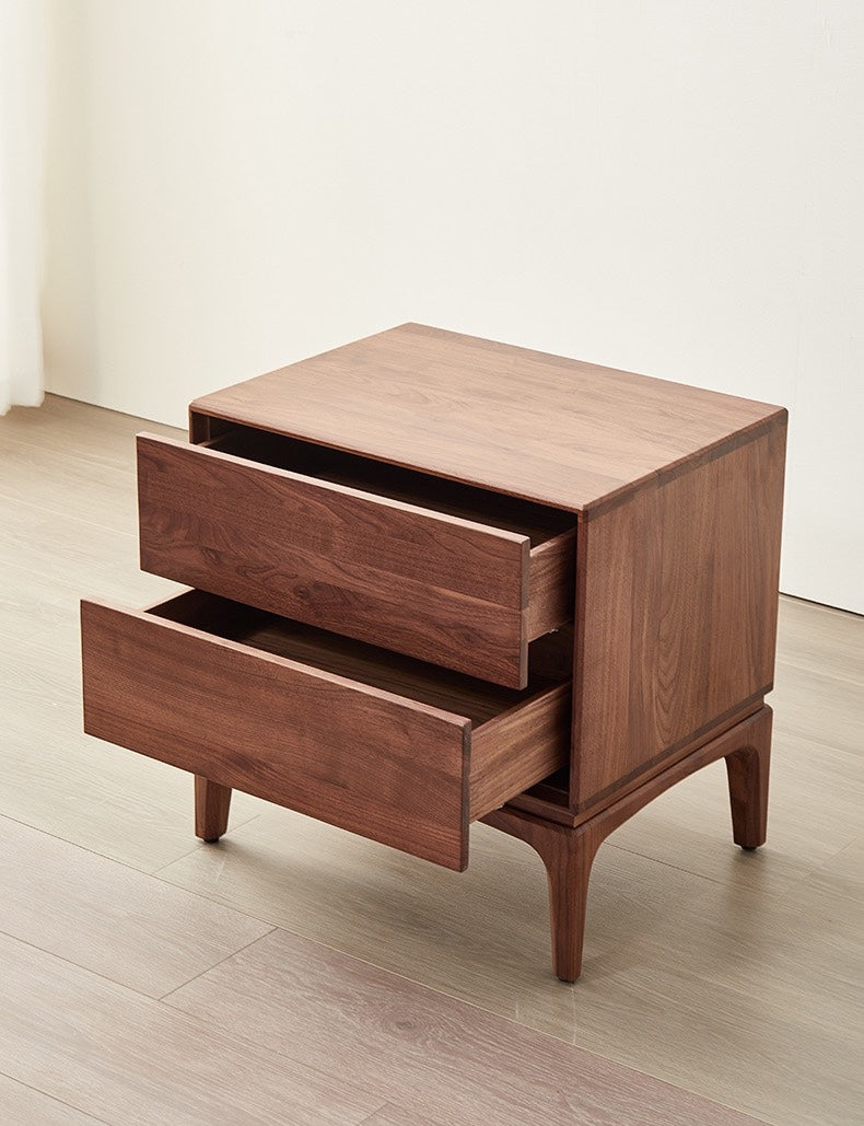 Mazonvintage-Charming Walnut Wood Nightstand with a Drawer