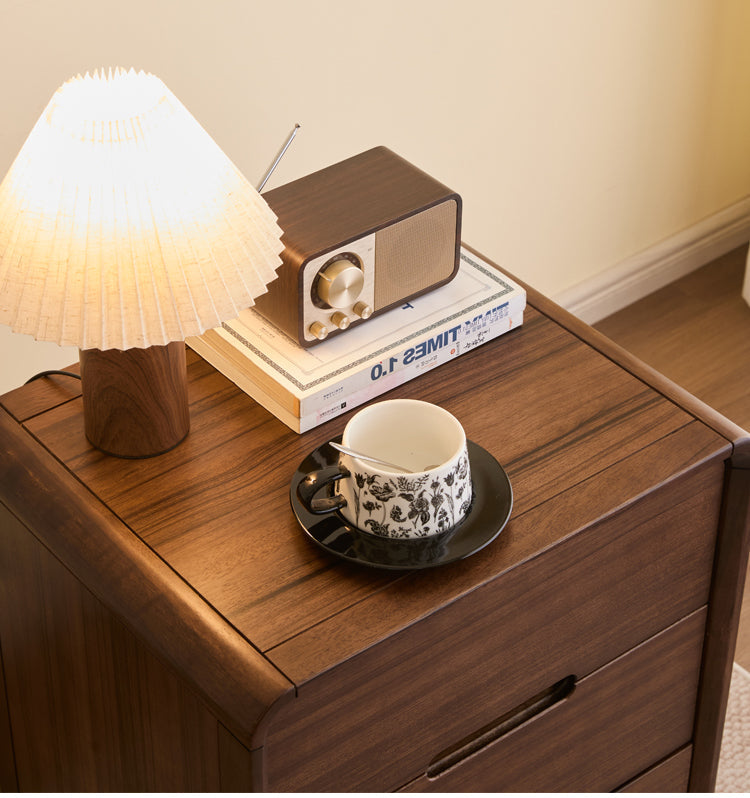 Mazonvintage-Bespoke 3 Drawers Black Walnut Wood Bedside Table
