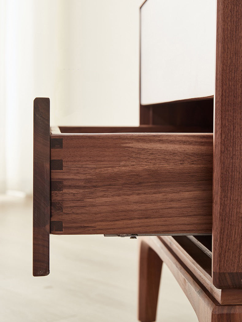 Mazonvintage-Charming Walnut Wood Nightstand with a Drawer
