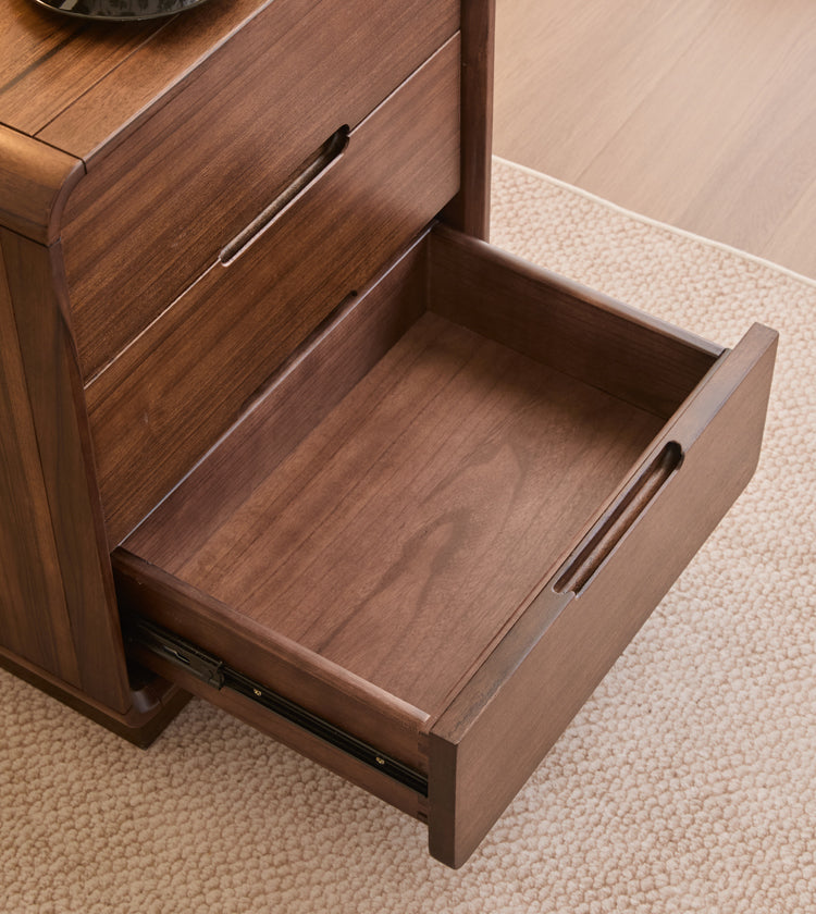 Mazonvintage-Bespoke 3 Drawers Black Walnut Wood Bedside Table