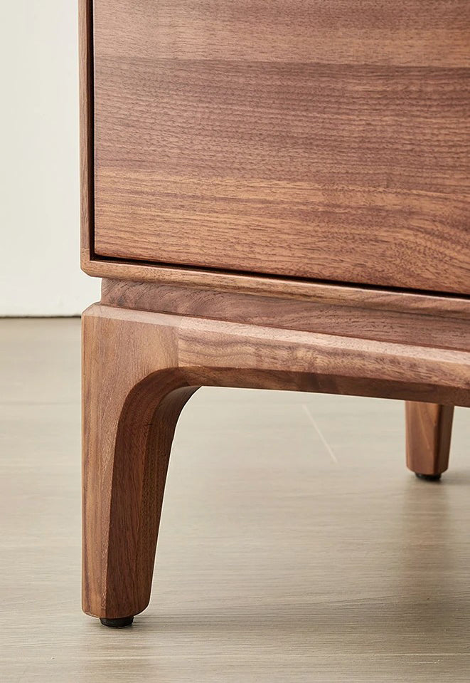 Mazonvintage-Charming Walnut Wood Nightstand with a Drawer