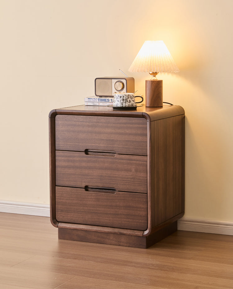 Mazonvintage-Bespoke 3 Drawers Black Walnut Wood Bedside Table
