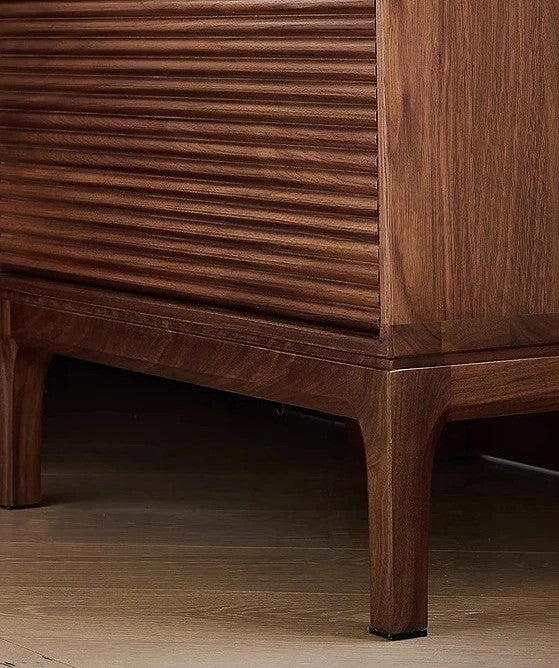 Mazonvintage-Shutters Door Walnut Wood Nightstand