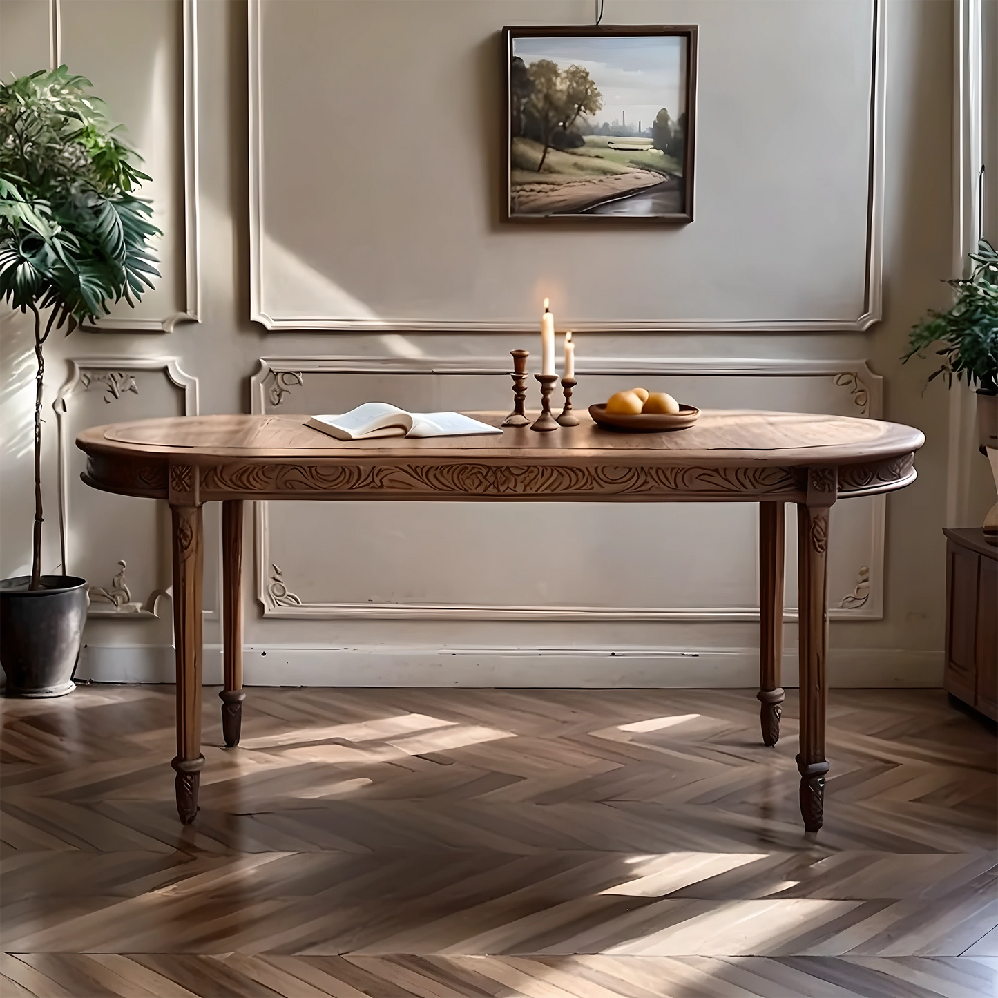 Luxury Hand-Carved Wooden Coffee Table, Traditional Artisan Home Decor