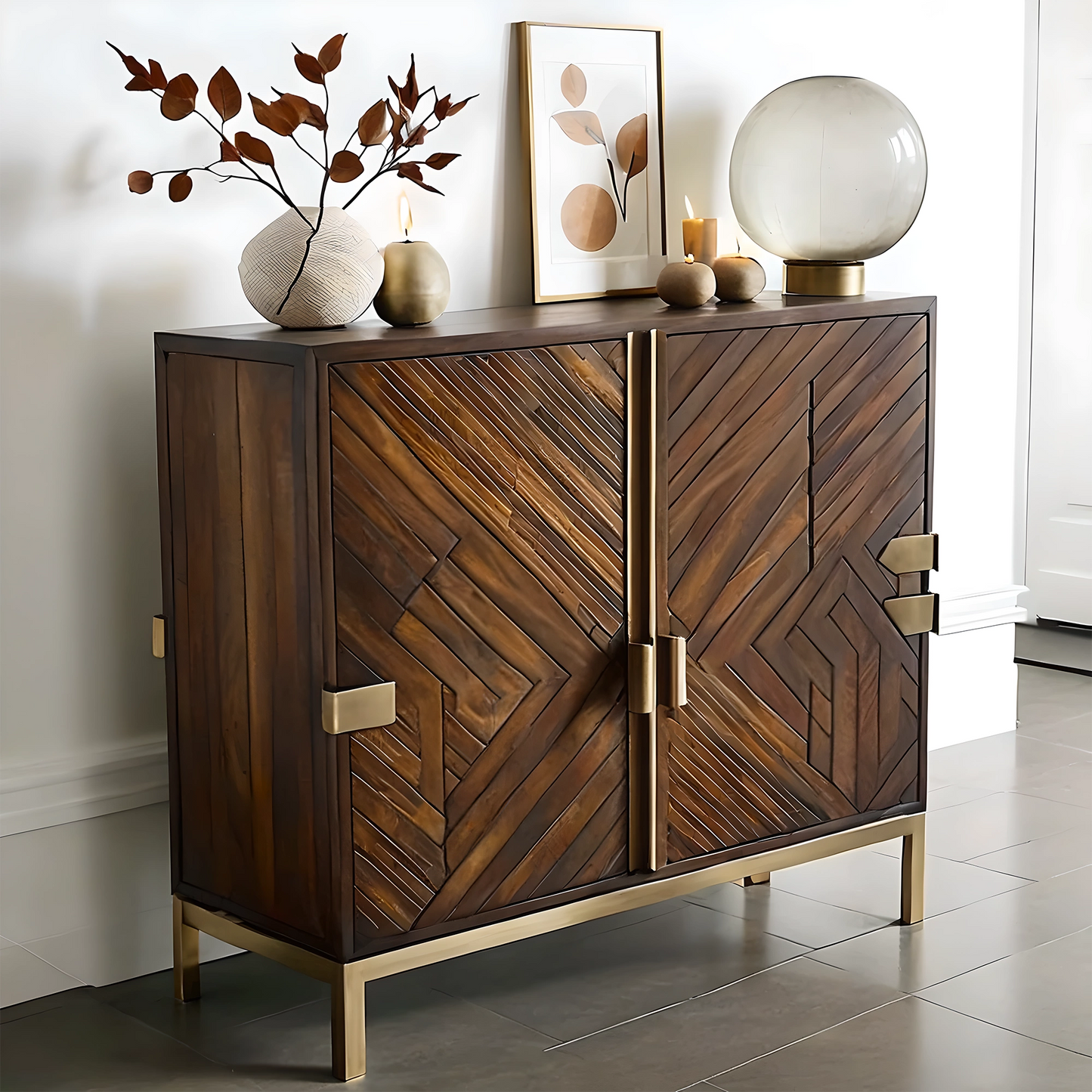 Premium Wooden Wine Display Cabinet with Compartments for Bottles and Glasses