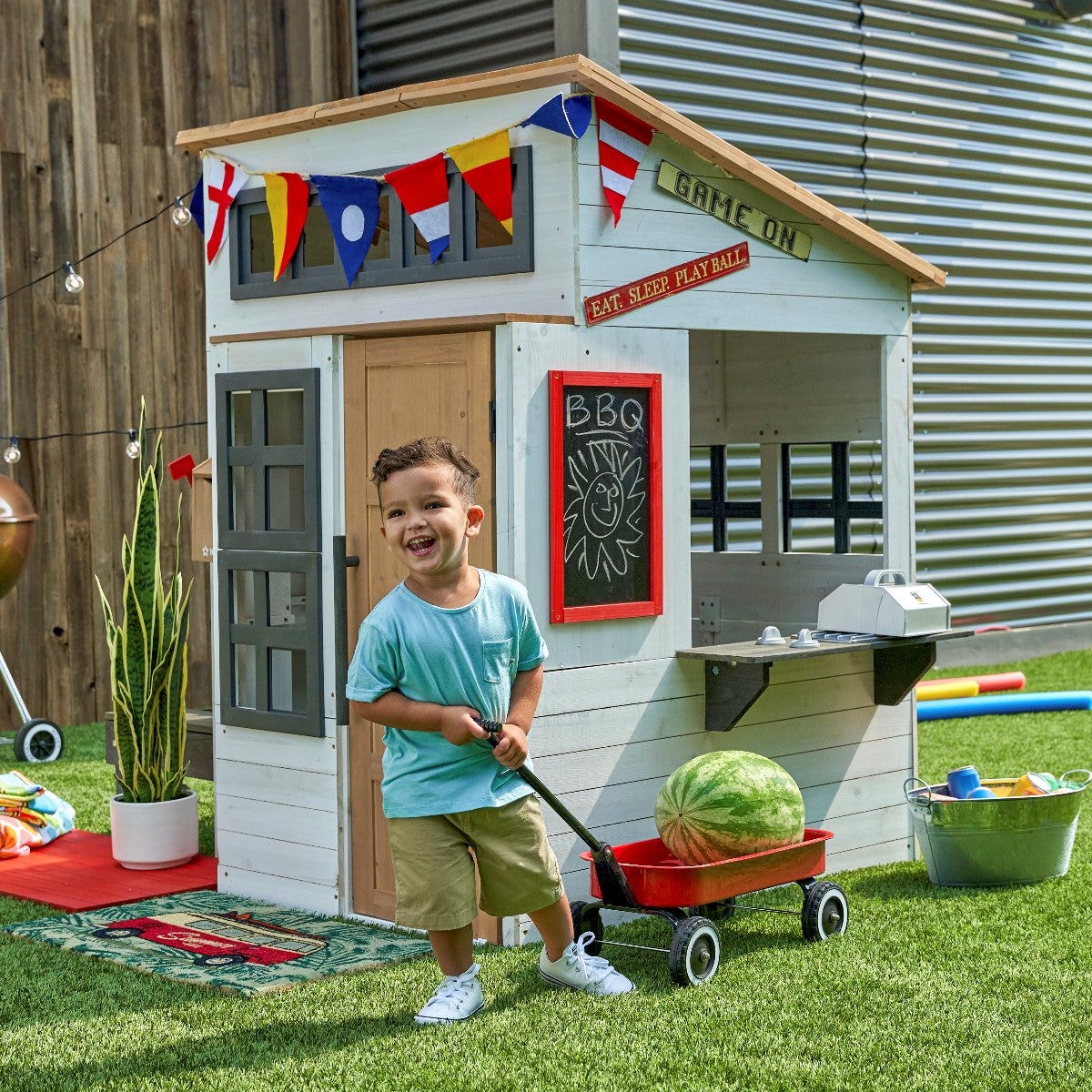 Modern Outdoor Playhouse - White & Raven