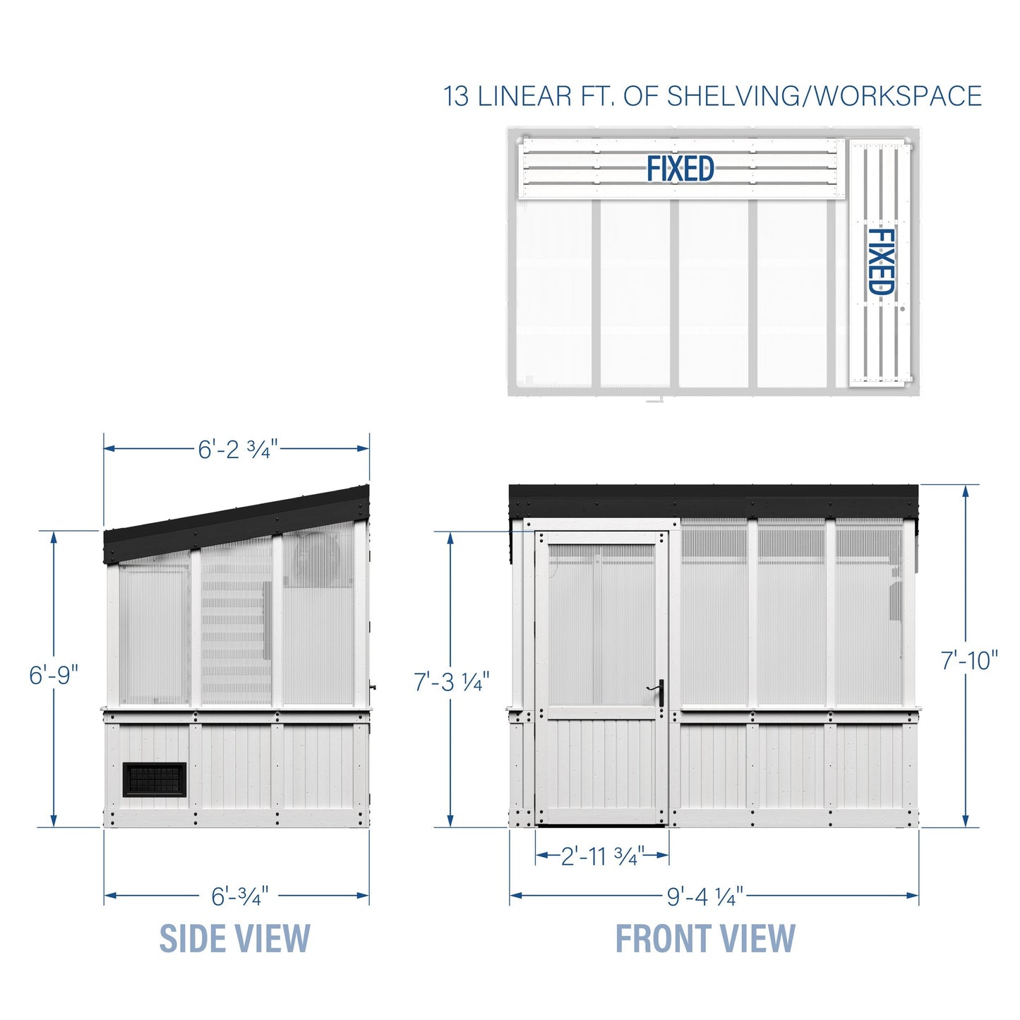 9x6 Willow Greenhouse - Pre-Stained & Sealed White