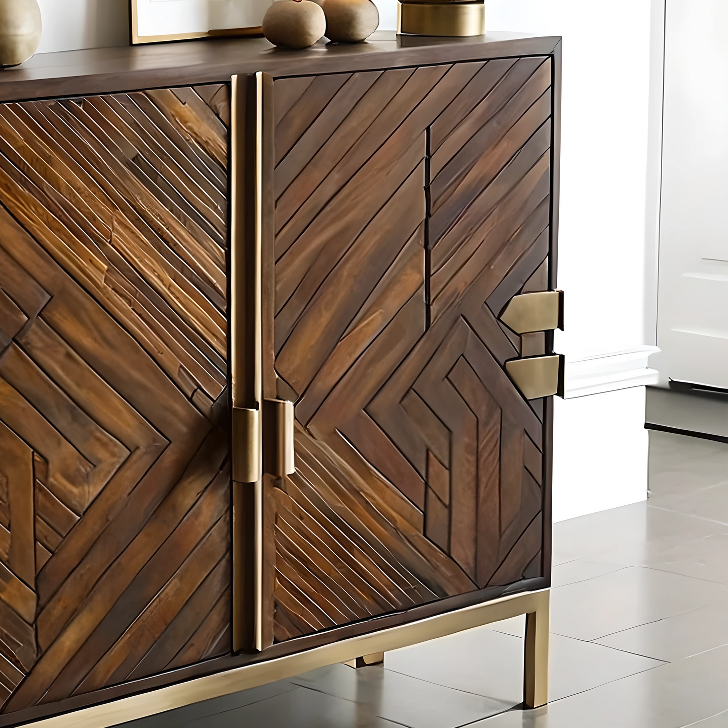 Premium Wooden Wine Display Cabinet with Compartments for Bottles and Glasses