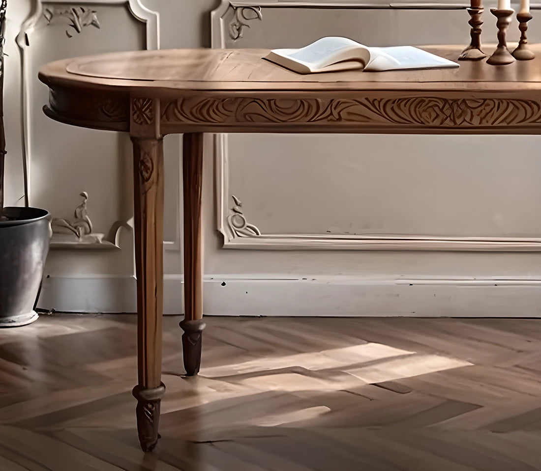 Luxury Hand-Carved Wooden Coffee Table, Traditional Artisan Home Decor