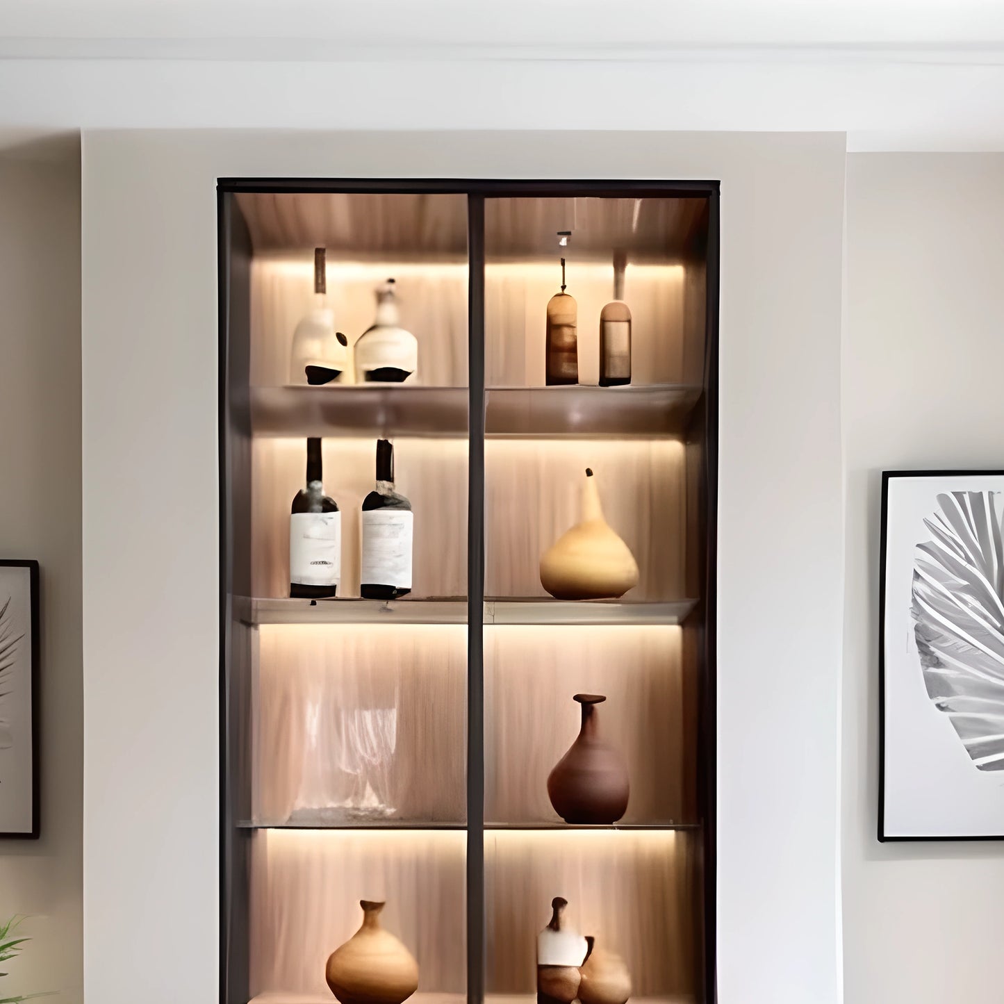 Classic Wooden Wine Bar Cabinet with Glass Front, Stylish Home Bar Organizer