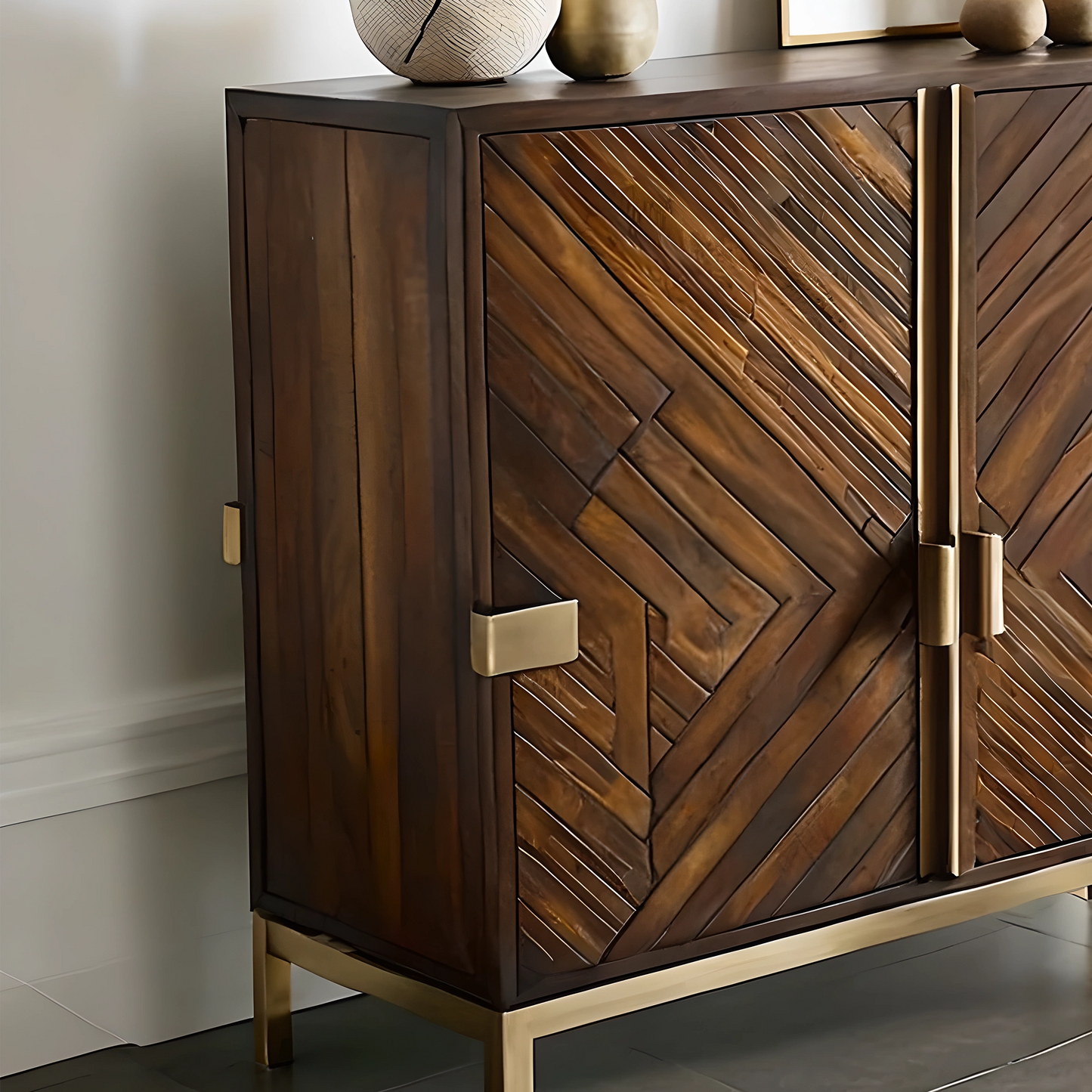 Premium Wooden Wine Display Cabinet with Compartments for Bottles and Glasses