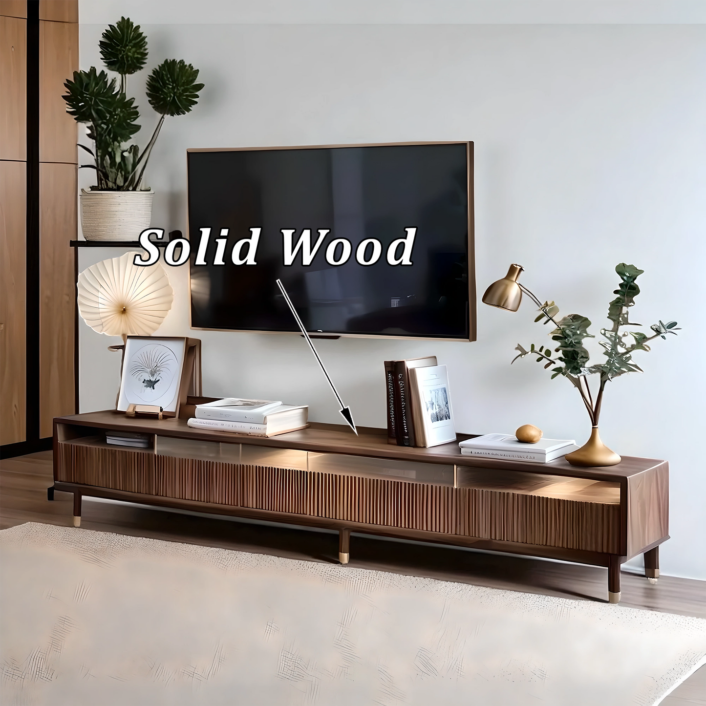 Modern Natural Wood TV Stand with Storage Drawers, Elegant Design for Living Room