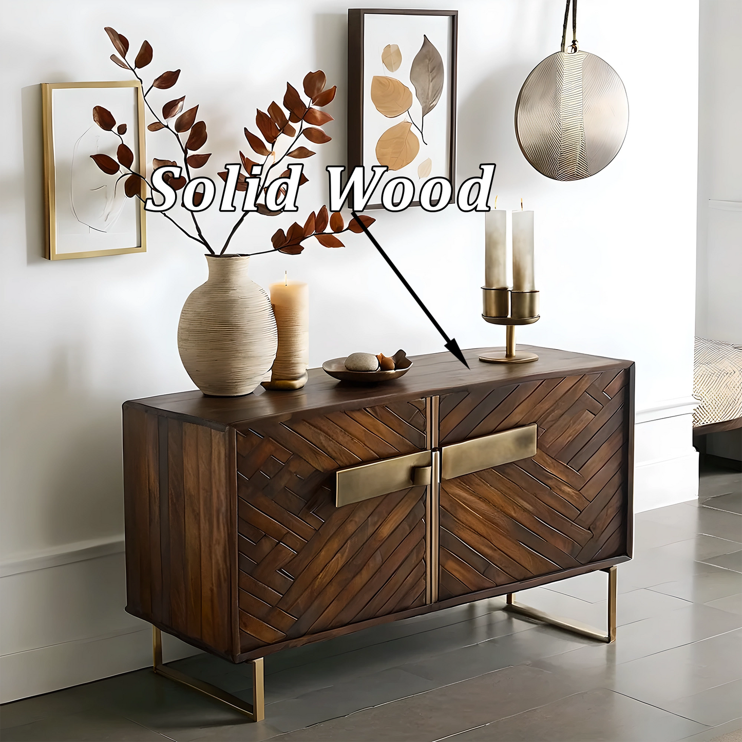 Glass Door Wine Storage Cabinet, Modern Wooden Bar Unit for Living Room