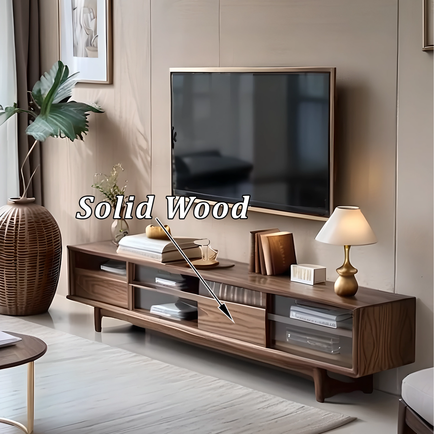 Modern Design Natural Wood TV Shelves – Highlight for Living Space