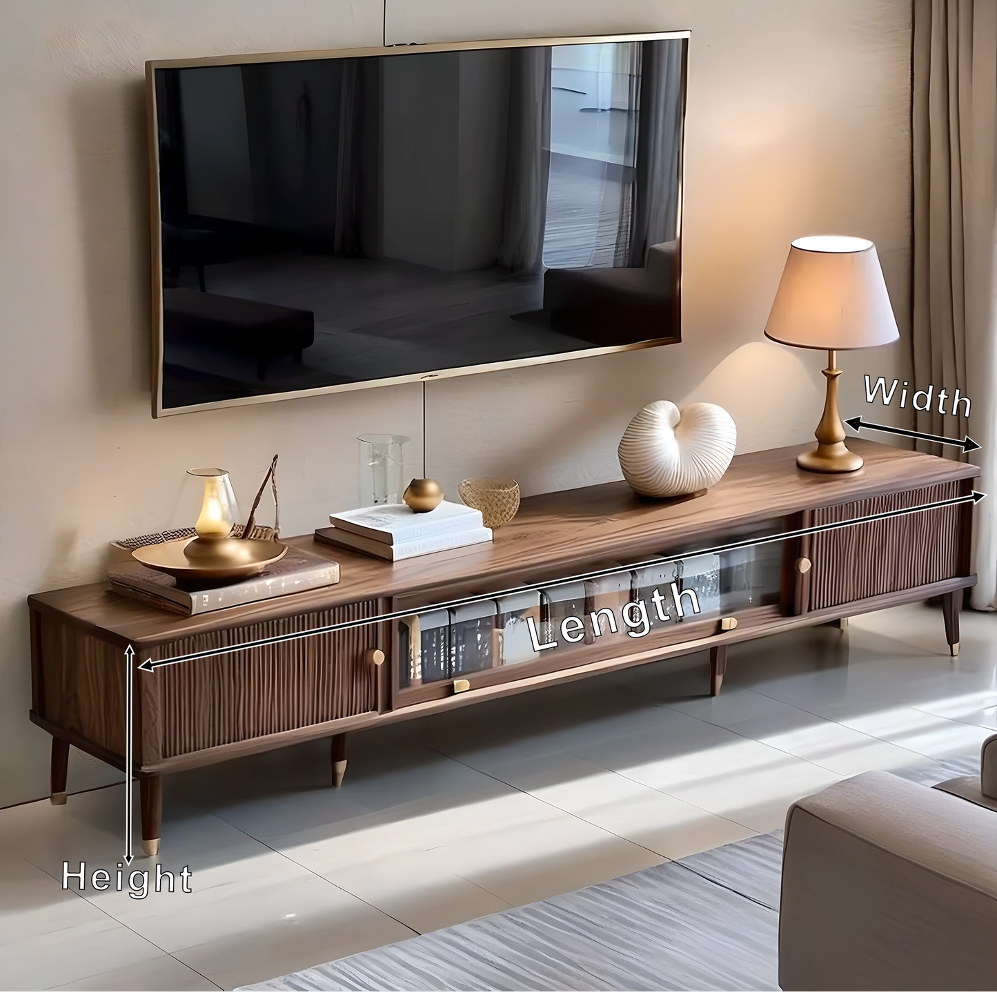 Premium Engineered Wood TV Stand in Walnut Finish, Modern Home Entertainment Center