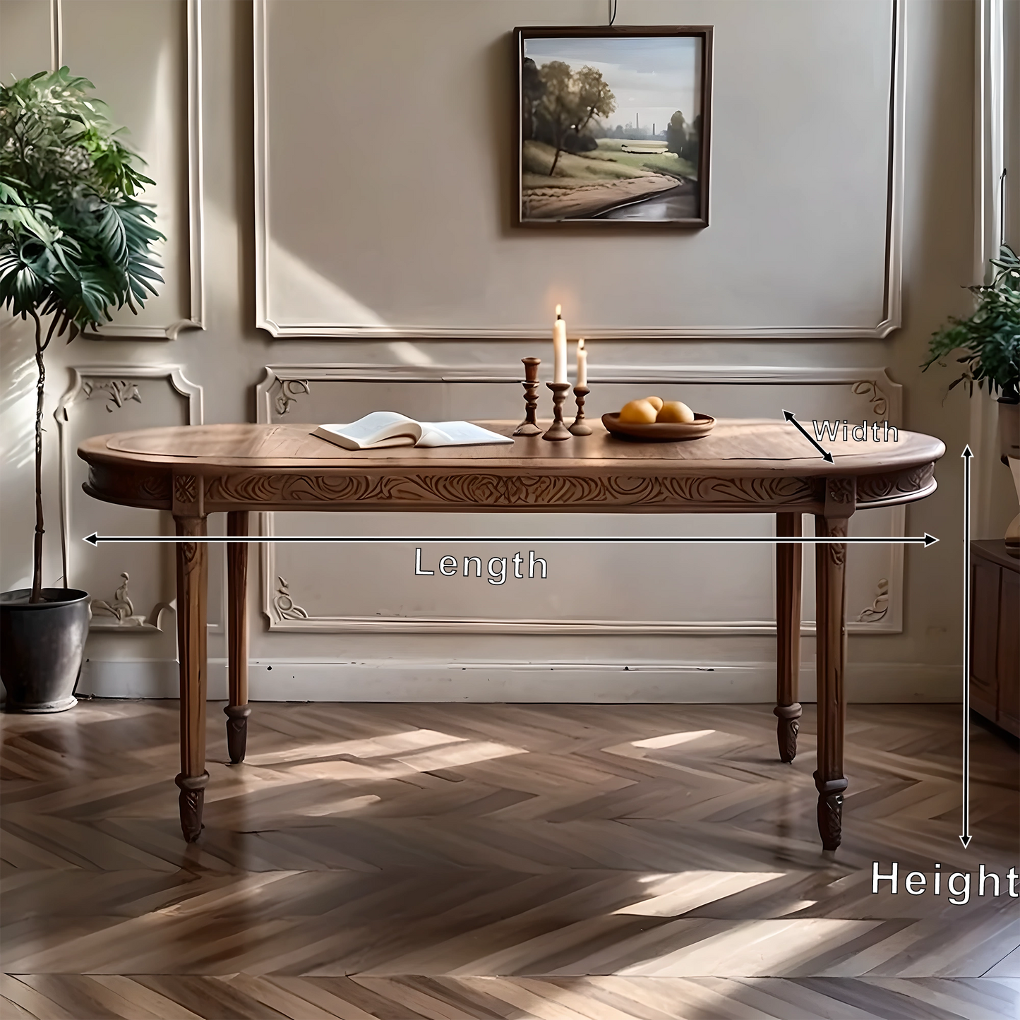 Luxury Hand-Carved Wooden Coffee Table, Traditional Artisan Home Decor
