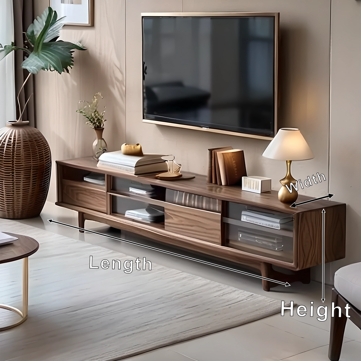 Modern Design Natural Wood TV Shelves – Highlight for Living Space