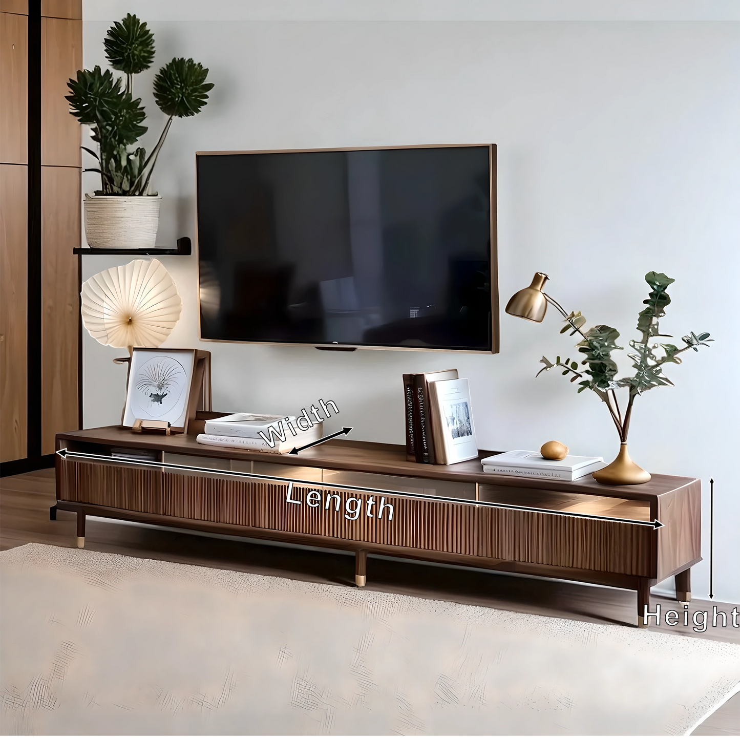 Modern Natural Wood TV Stand with Storage Drawers, Elegant Design for Living Room