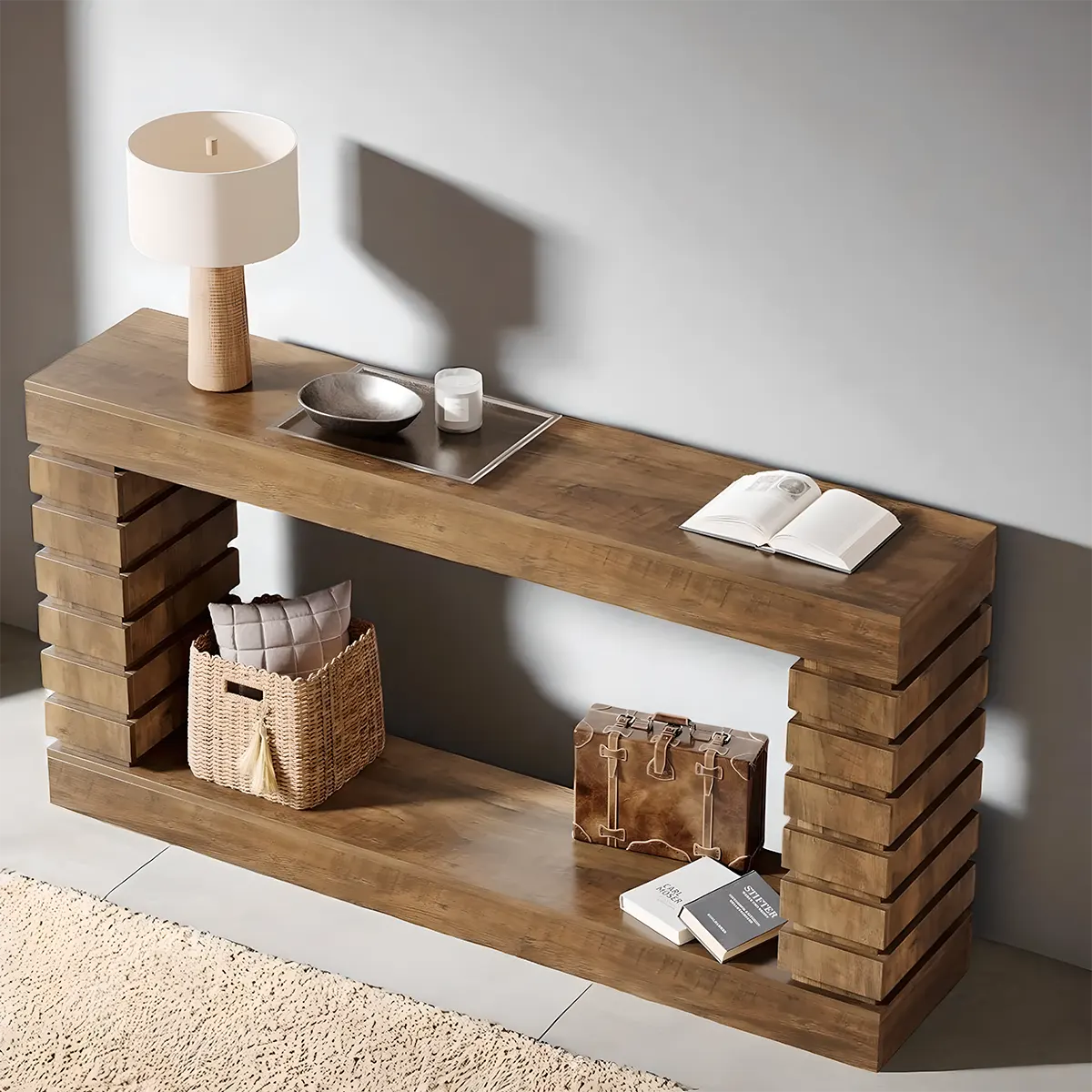 70.9 inch thick leg console table – MFD wood, modern style