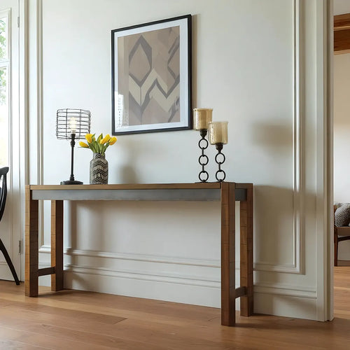 72 Inch Reclaimed Wood Console Table – Industrial Modern Style