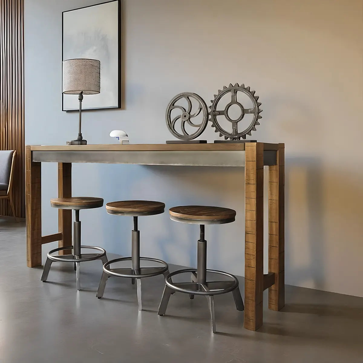 72 Inch Reclaimed Wood Console Table – Industrial Modern Style