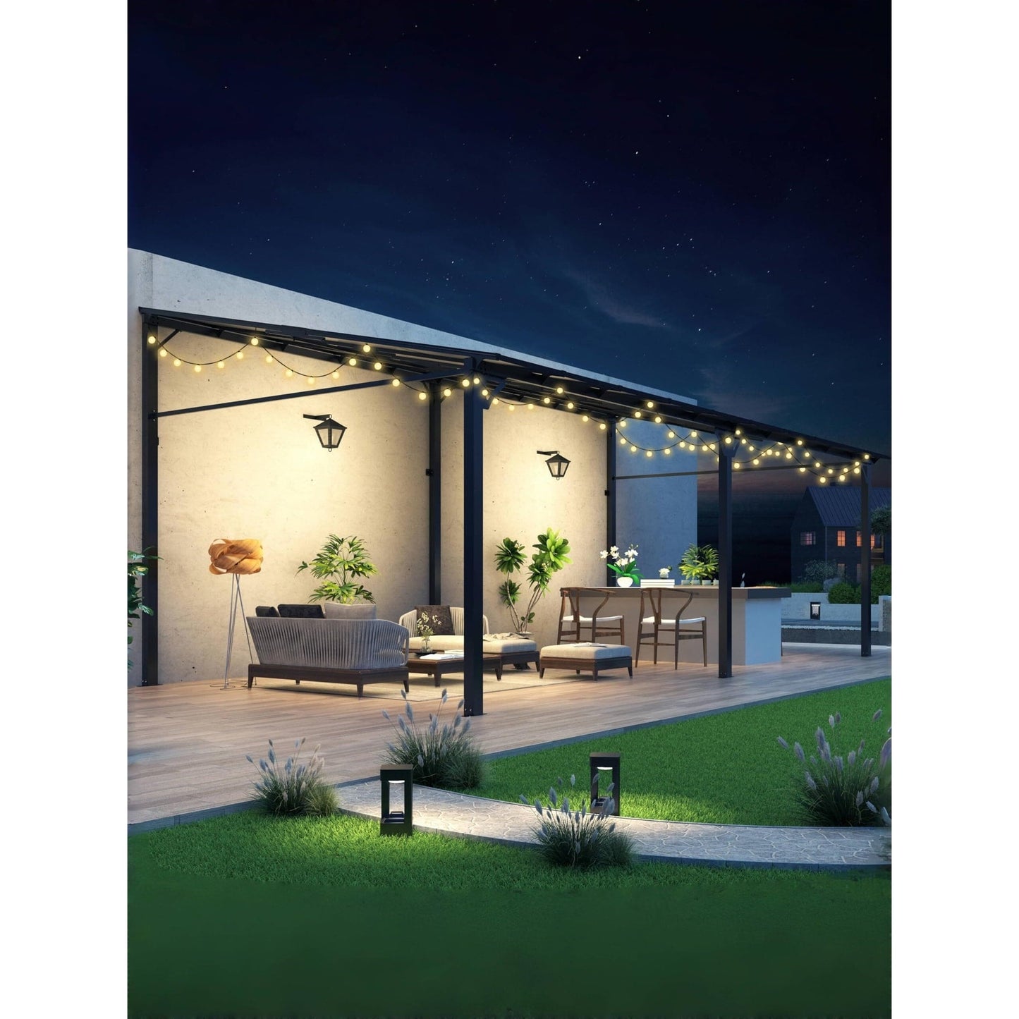 Mazonvintage 12'x 20',12'x 14' Lean to Gazebo Dark Brown_12'*20' - Dark Brown_12'*20'