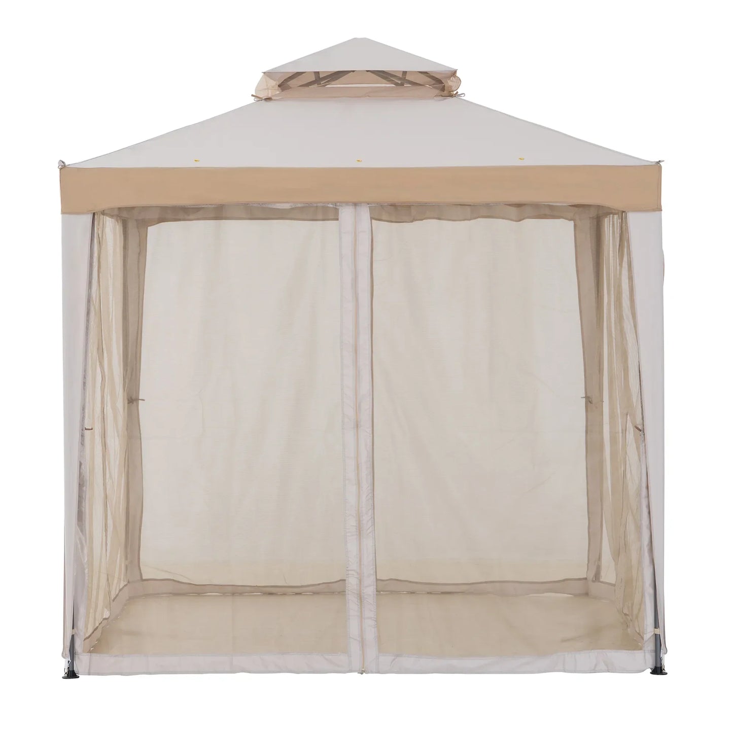 Mazonvintage8x8 Soft Top Gazebo with Mosquito Netting - Gray & Khaki