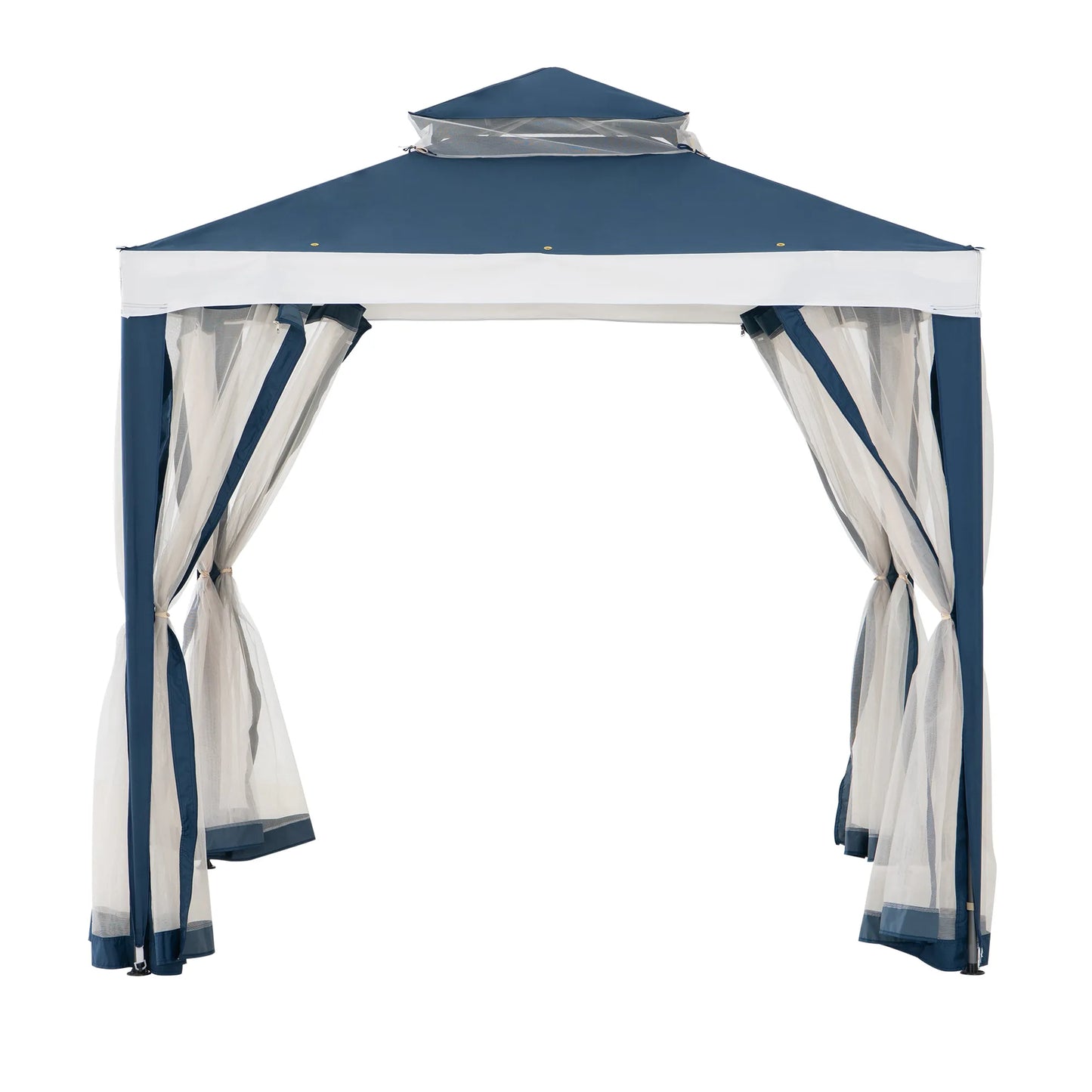 Mazonvintage8x8 Soft Top Gazebo with Mosquito Netting - Navy & White