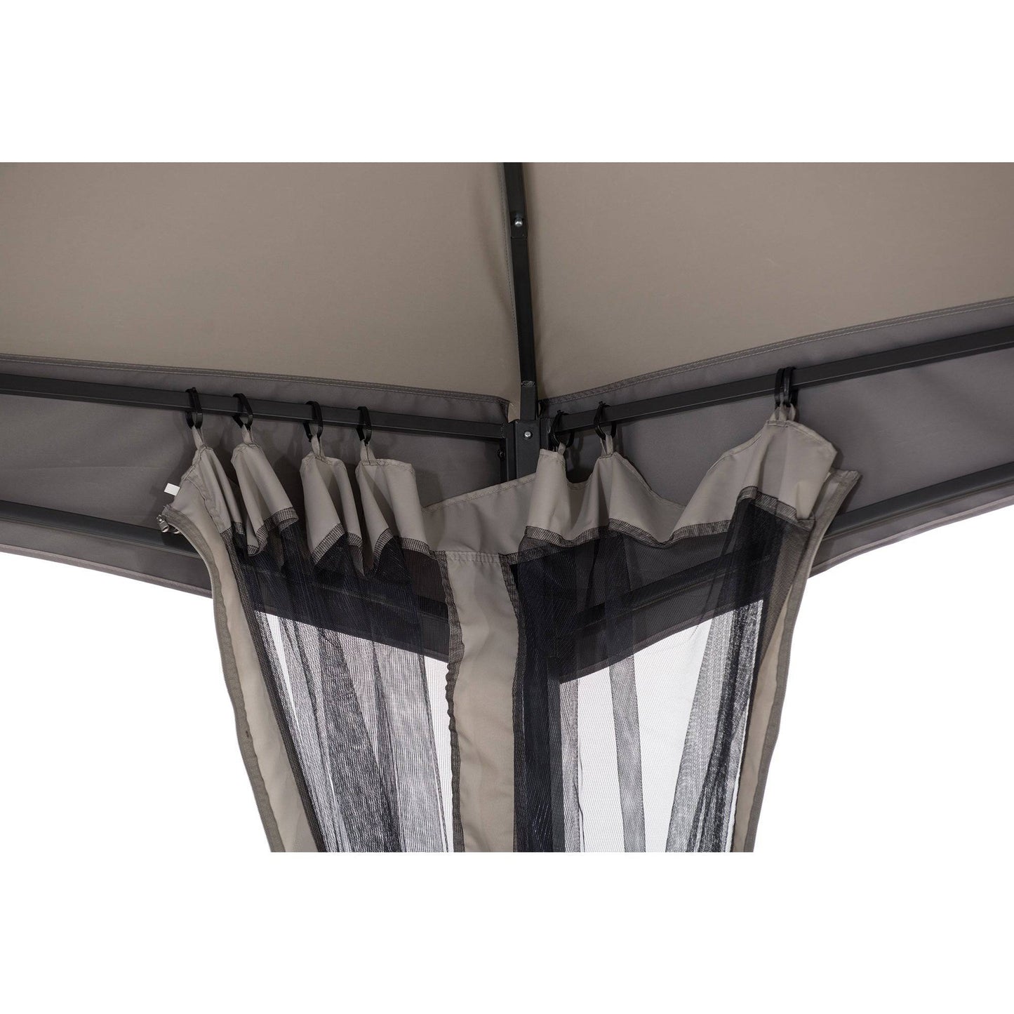 Mazonvintage 15x15 Hexagon Soft Top Gazebo with Netting and Bar Shelf