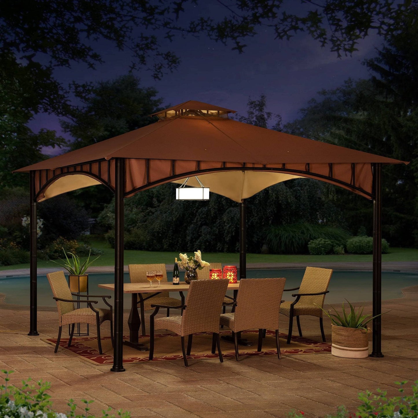 Mazonvintage 11x11 Canopy Gazebo with Bamboo Look Steel Frame