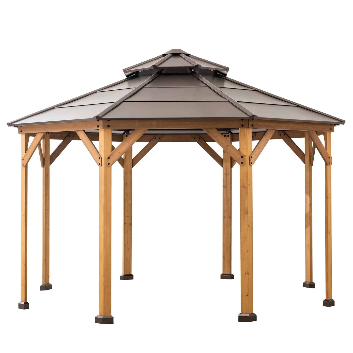Mazonvintage 13x13 Octagon Wood Patio Gazebo with Ceiling Hook