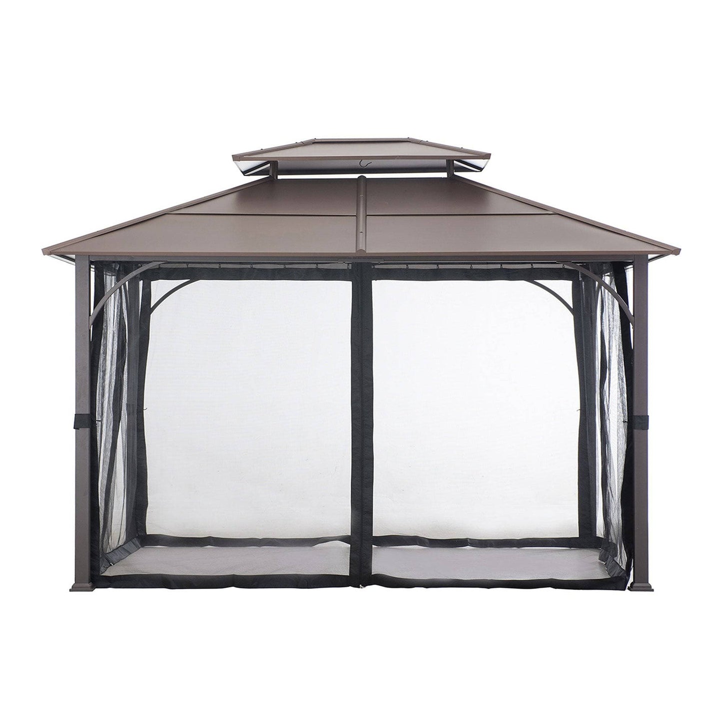 Mazonvintage 10x12 Metal Hardtop Gazebo with Netting and Ceiling Hook