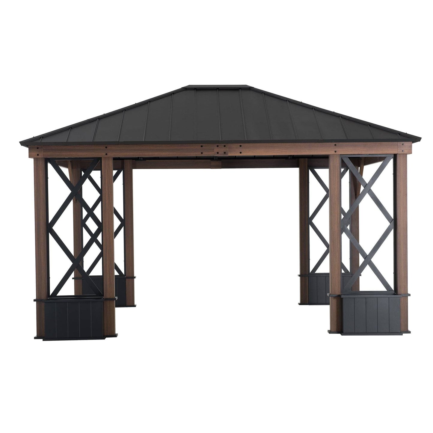 Mazonvintage 13x15 Aluminum Framed Hard Top Gazebo with Planters