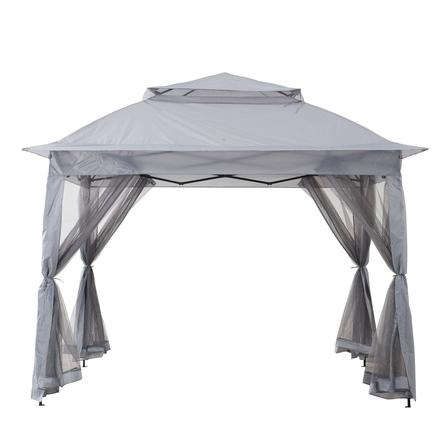 Mazonvintage 11x11 Pop Up Gazebo Tent with Netting and Carry Bag - Light Gray