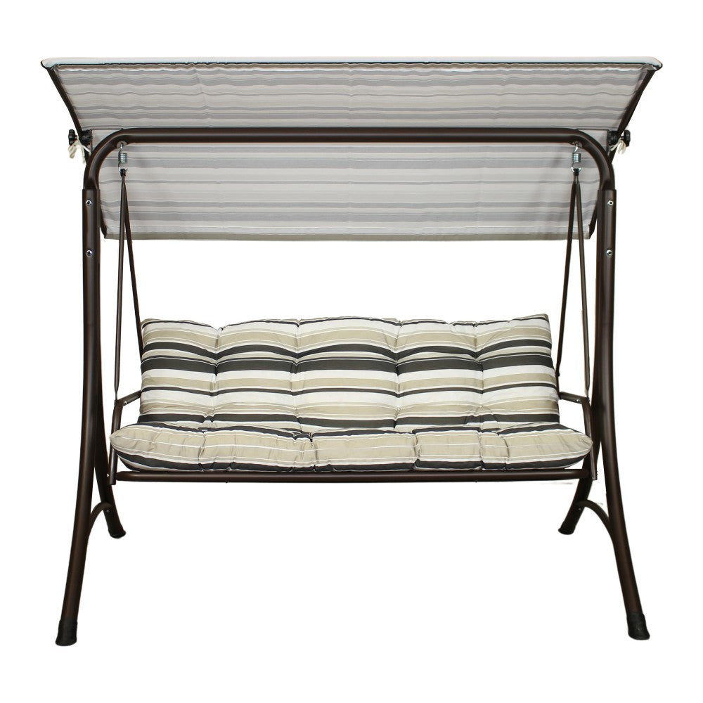 Mazonvintage3-Seat Italian-Made Patio Swing Chair with Adjustable Canopy and 4" Cushions – Stripe