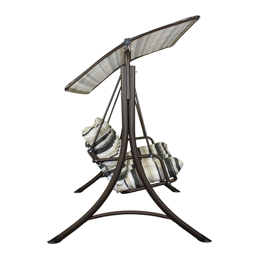 Mazonvintage3-Seat Italian-Made Patio Swing Chair with Adjustable Canopy and 4" Cushions – Stripe