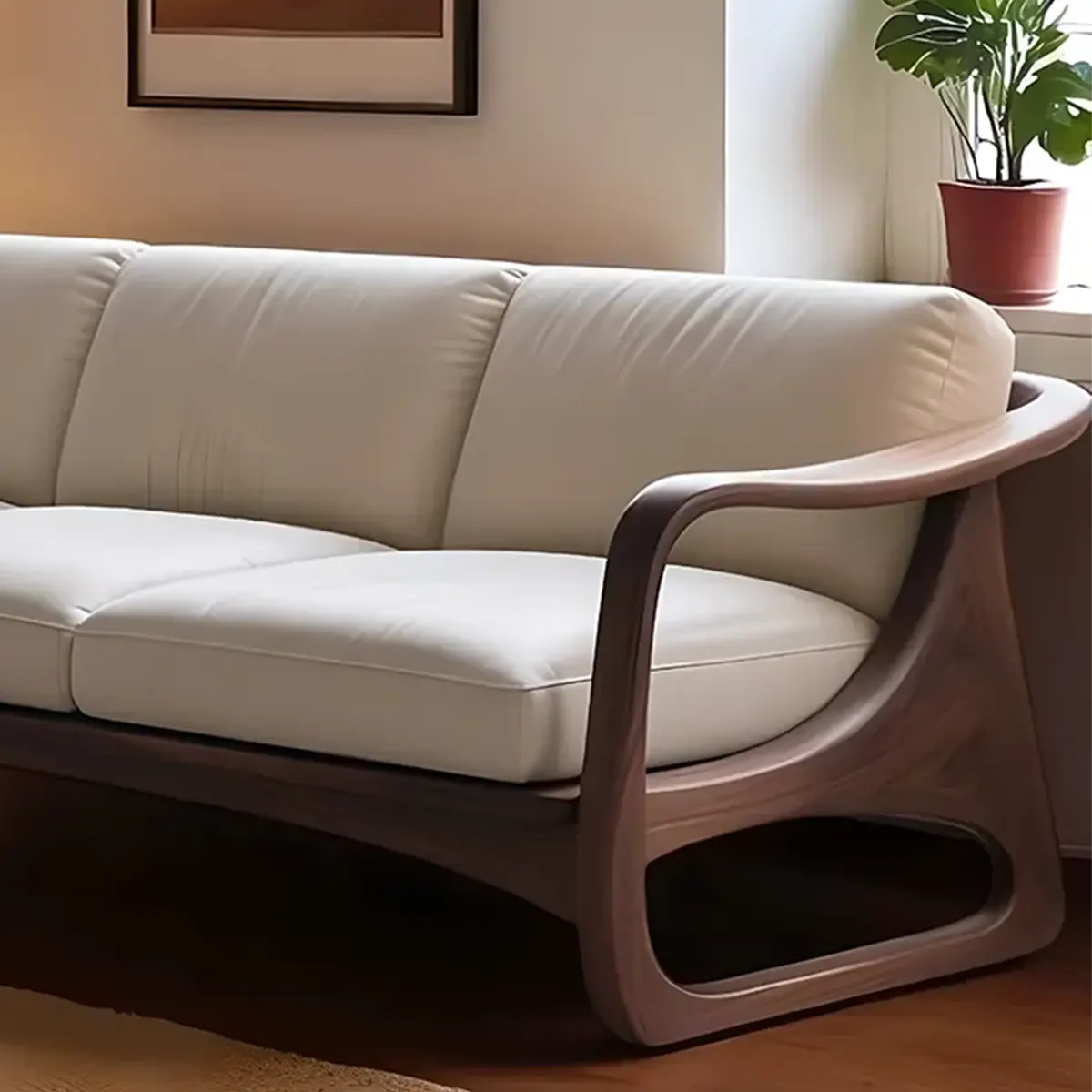 Ash Wood Sofa with Curved Arm Design - Sophisticated, Modern and Classy