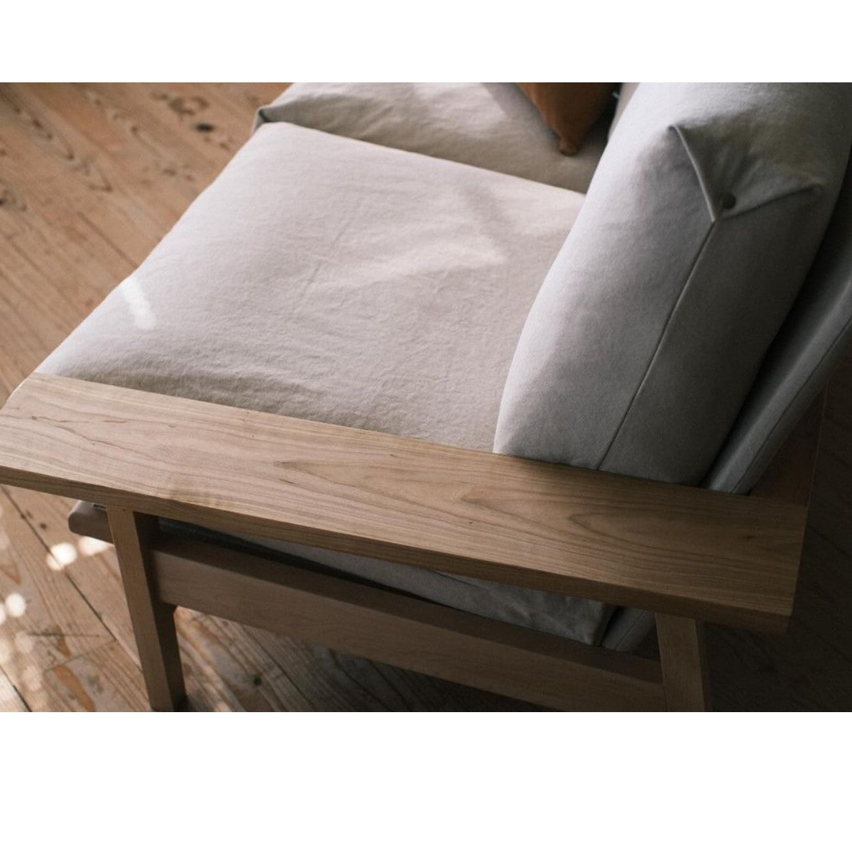 Darrin 3 Seater Oak Wood & Fabric Sofa