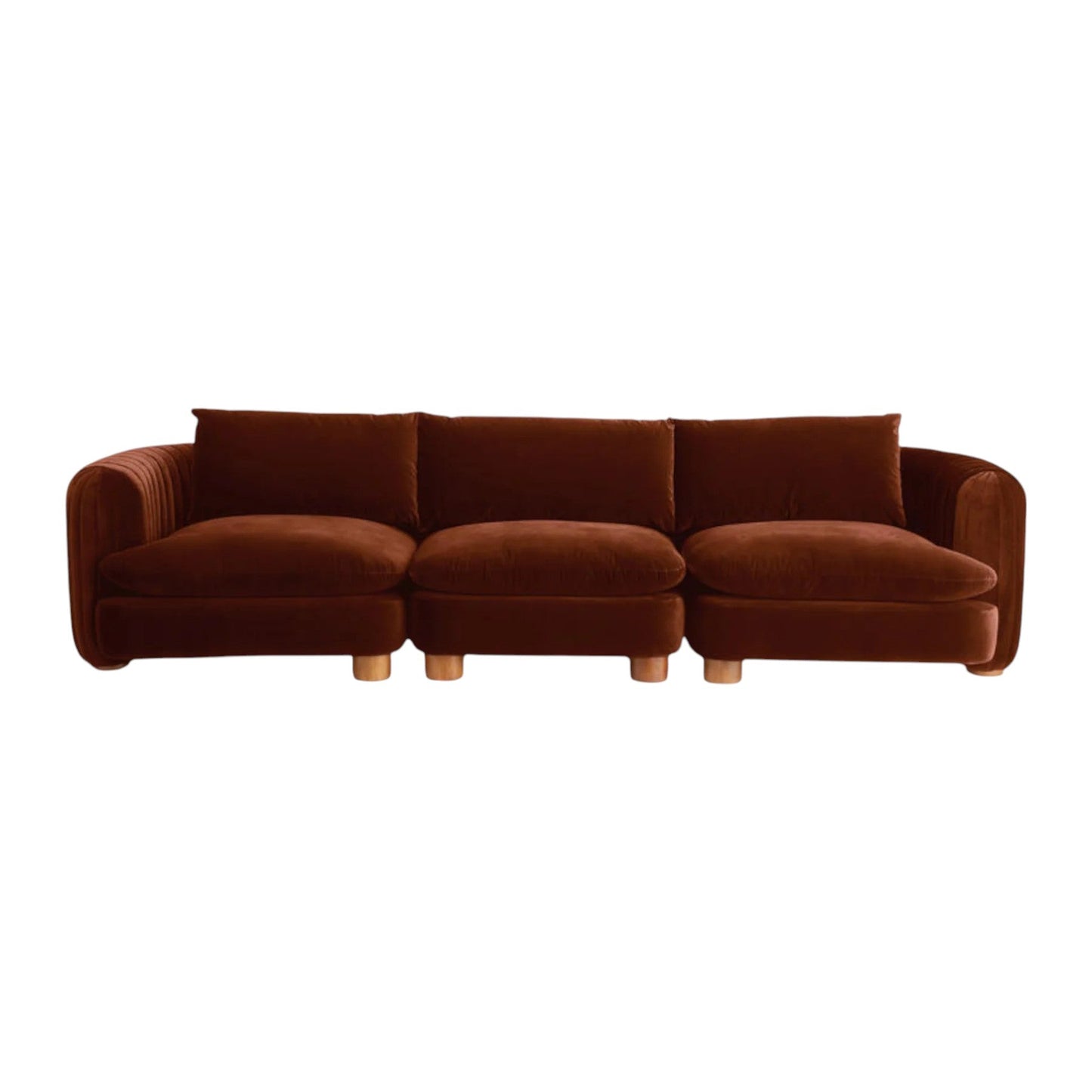 Eilis Teak Wood & Fabric 3 Seater Sofa