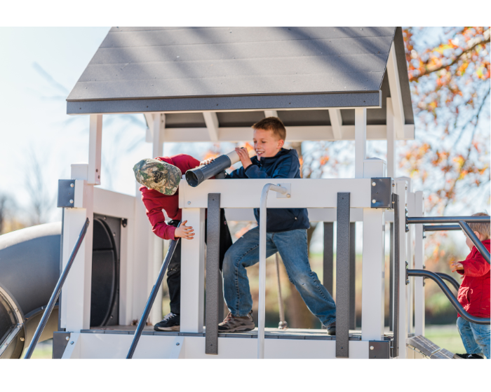 Galaxy Star Vinyl Swing Set with Playhouse
