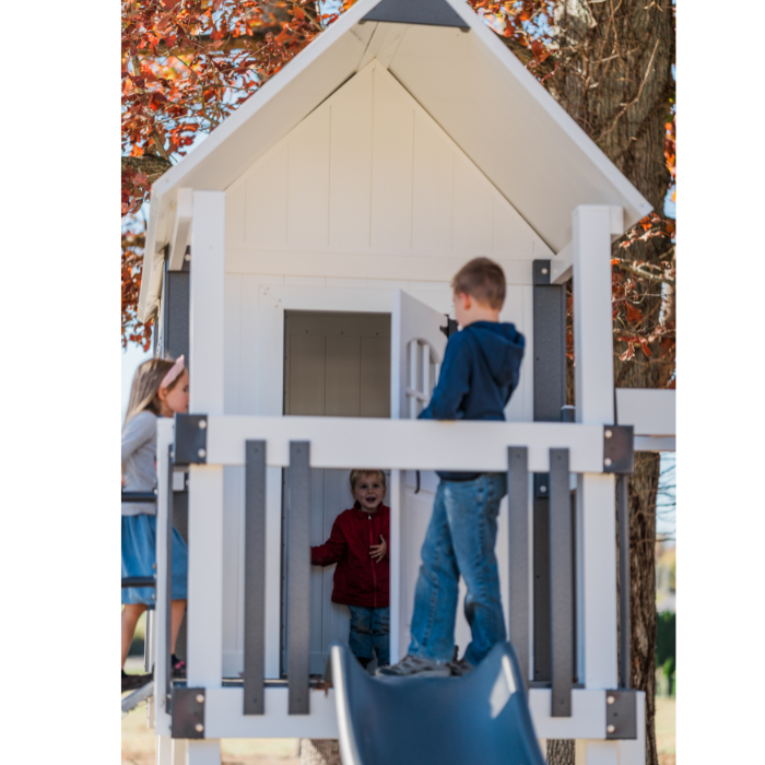 Galaxy Star Vinyl Swing Set with Playhouse