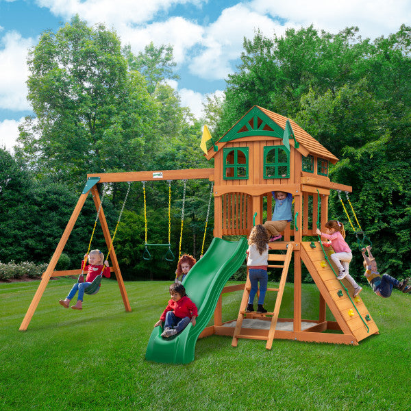 MazonvintagePlaysets Outing With Trapeze Bar Swing Set