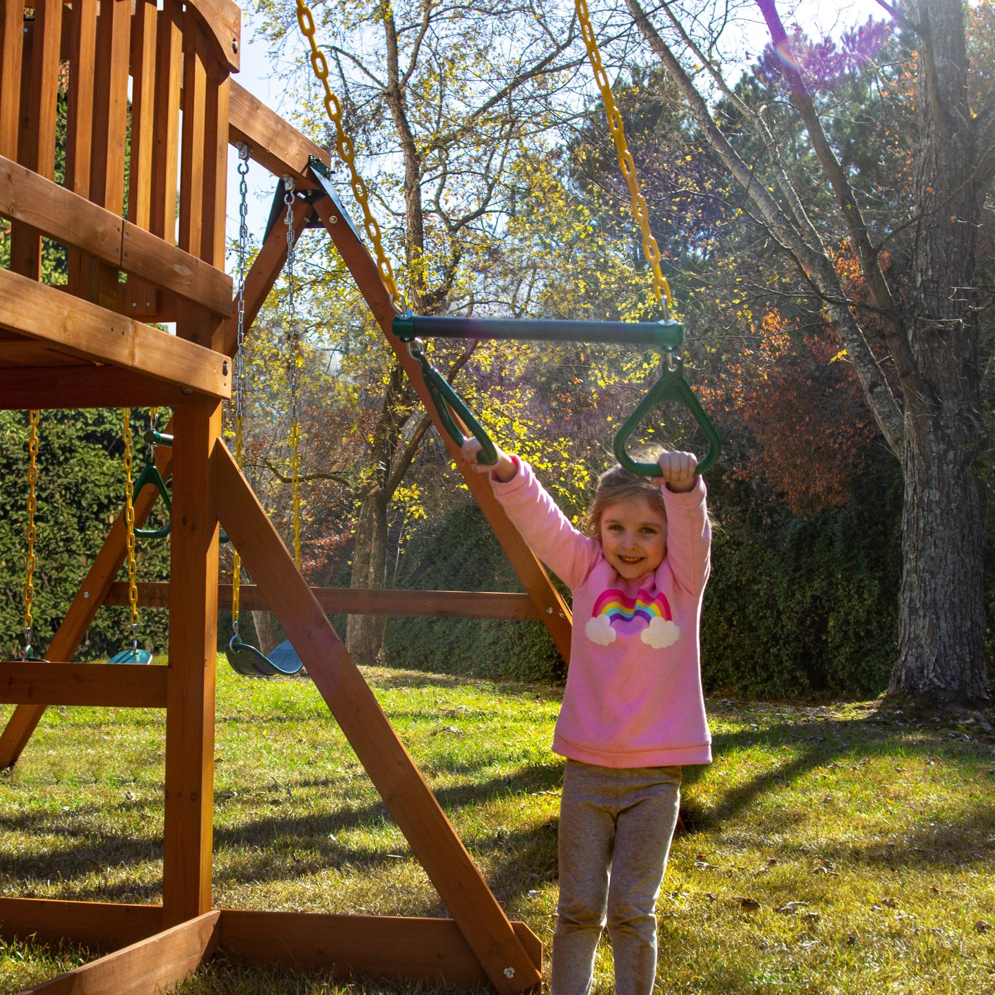 MazonvintagePlaysets Outing With Trapeze Bar Swing Set