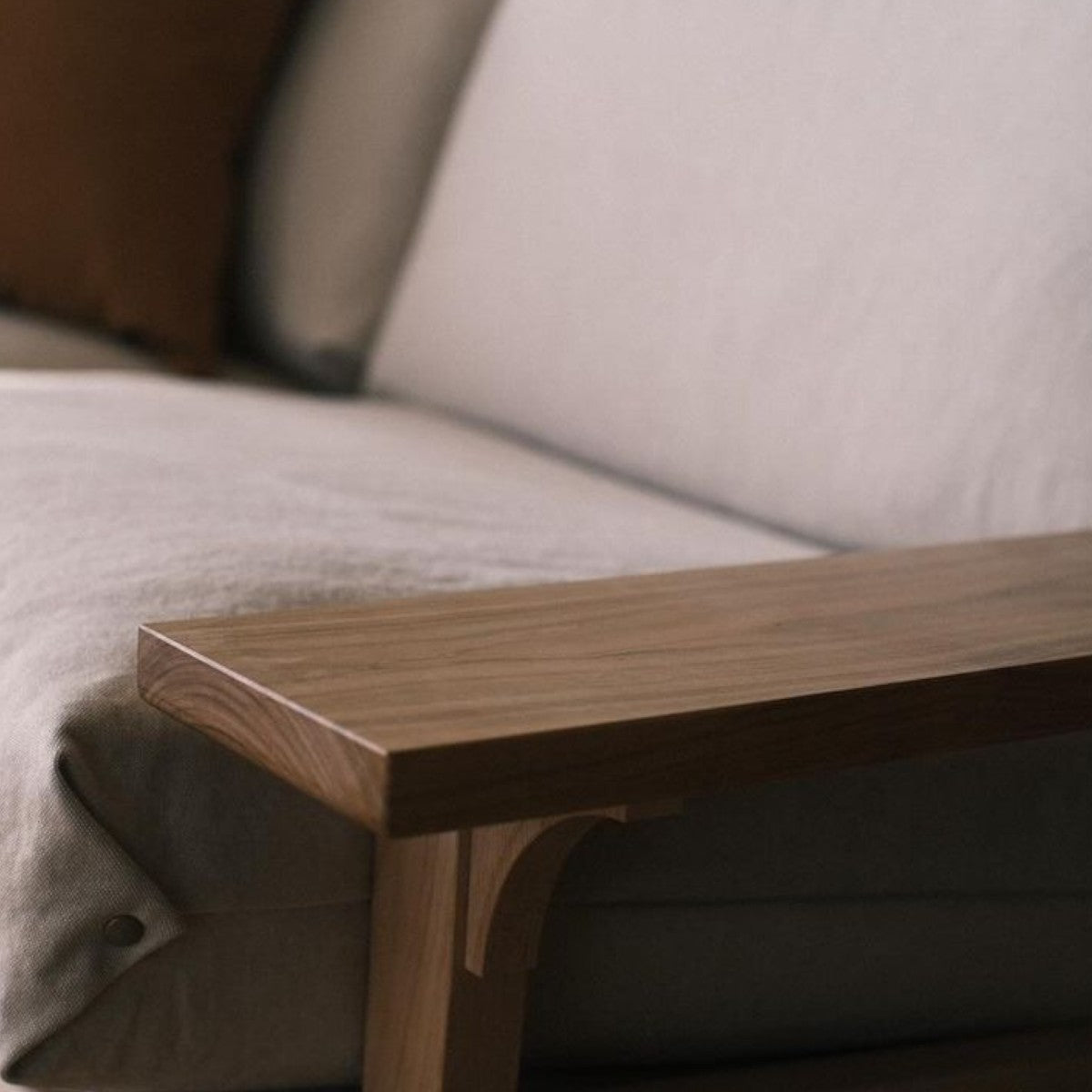 Darrin 3 Seater Oak Wood & Fabric Sofa