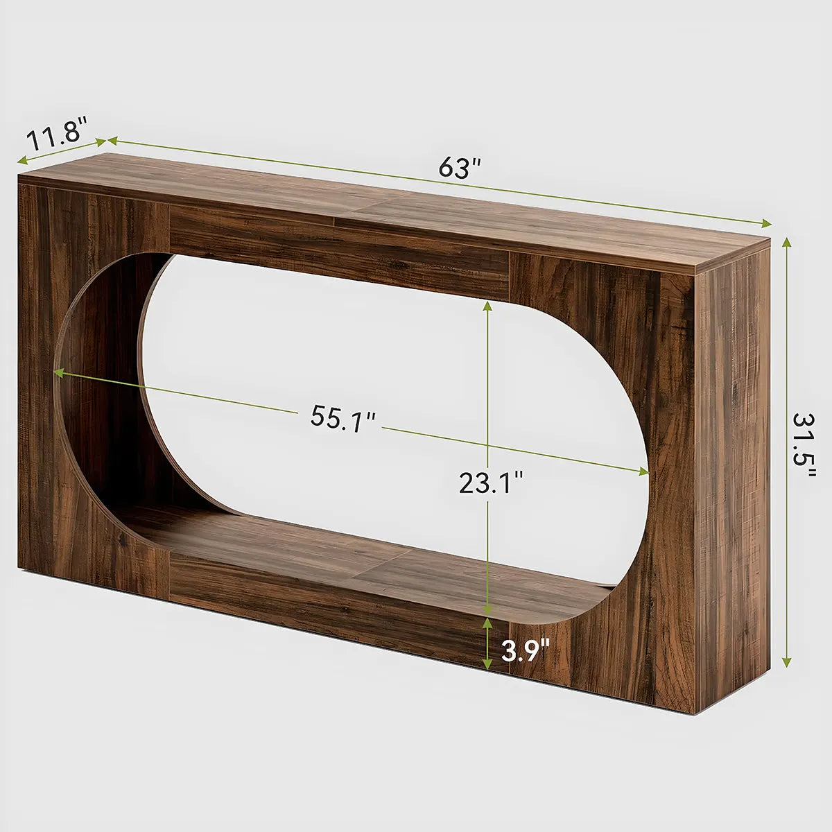 Modern Style Console Table – Luxurious Round Cutout, Walnut Wood