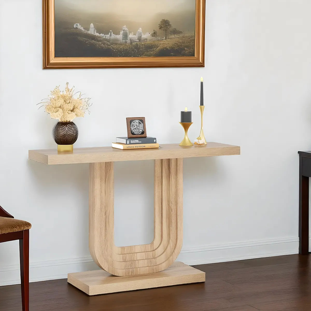 Modern U-shaped oak console table – Sophisticated and elegant