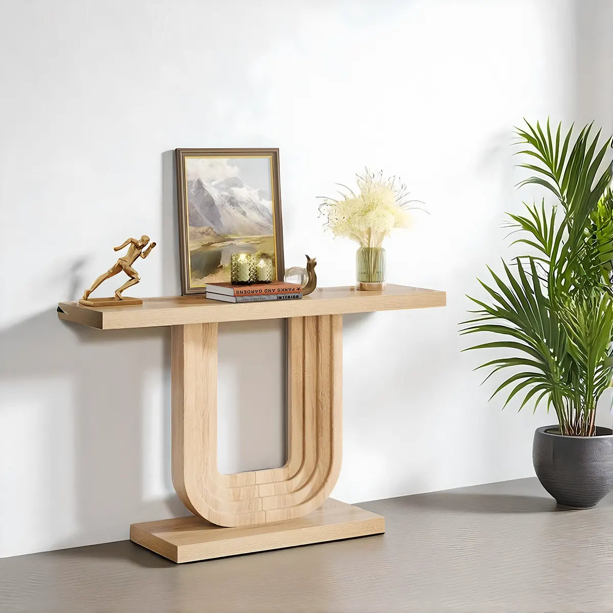 Modern U-shaped oak console table – Sophisticated and elegant